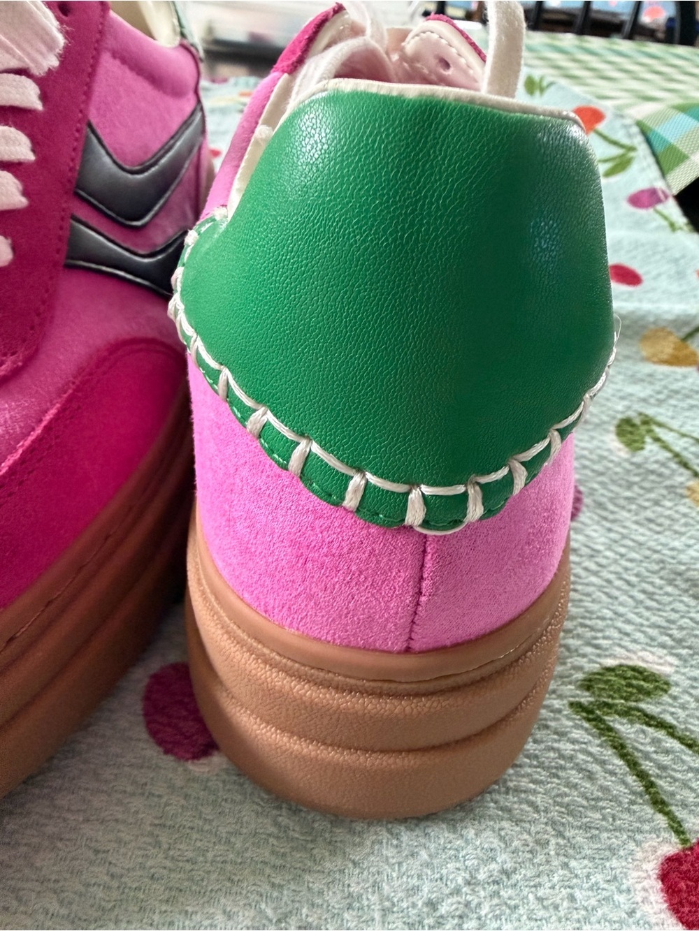 Steve Madden Hot Pink Suede Platform Sneakers with Black Accent - Picture 13 of 15
